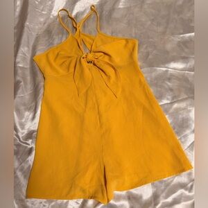 Yellow Tie-Front Dress with a Keyhole Back